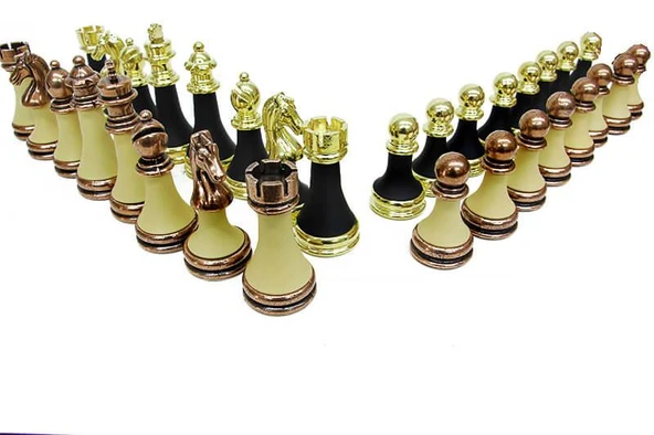 Satranç Taşı Zamak Polyester Krem Siyah - Resim 3