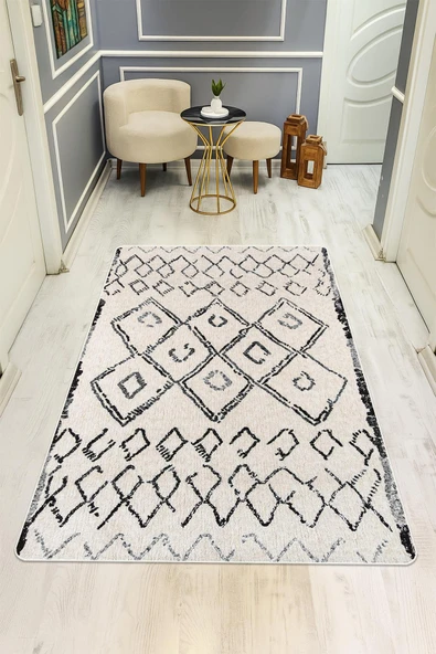 Etnik Desen Dijital Baskı Kaymaz Taban Halı H0001 RENKLİ 80 X 200 ürün görseli 1