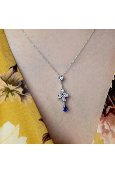 0.62 Ct. Safir Pırlanta Kolye ürün görseli 1