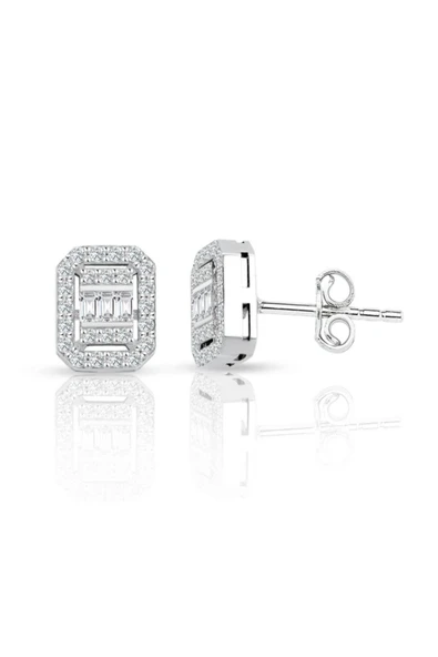 0.55 Ct. Baget Pırlanta Kare Tektaş Küpe ürün görseli 1
