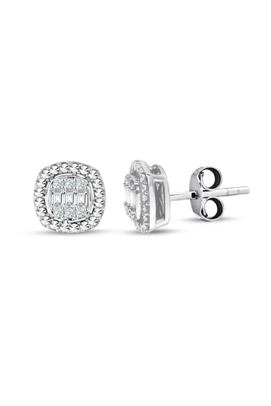Modern Tasarım 0.24 Ct Baget Kare Tektaş Küpe ürün görseli 1