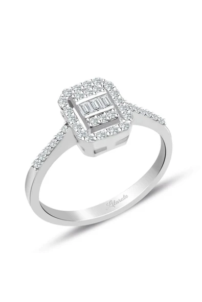 0.35 Ct. Modern Tasarım Baget Kare Tektaş Yüzük ürün görseli 1