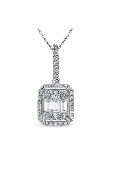Modern Tasarım 0.60 Ct Baget Kare Tektaş Kolye 18 K ürün görseli 1