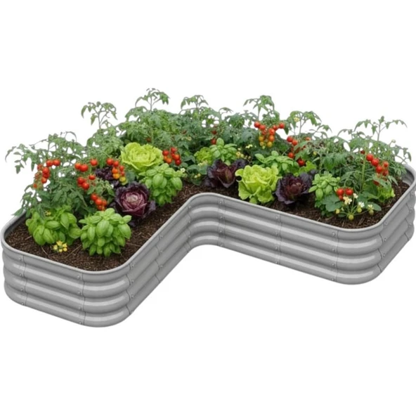 Modüler Yükseltilmiş Bahçe Sebze Yatağı No:20 (140X140) Gri ürün görseli 1