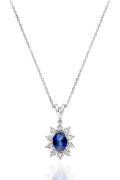 1.15 Ct Safir Pırlanta Kolye ürün görseli 1