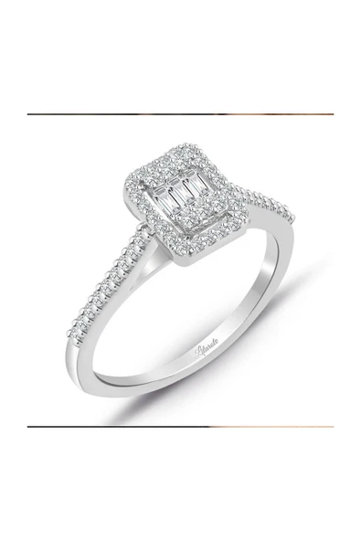 Modern Tasarım 0.40 Ct Baget Kare Tektaş Yüzük ürün görseli 1
