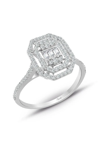 0.45 Ct Modern Tasarım Baget Kare Tektaş Yüzük ürün görseli 1