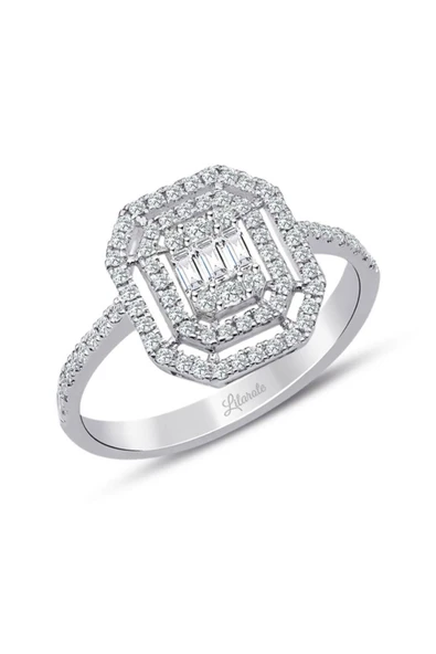 Lilarote 0.40 Ct Çift Sıra Baget Kare Tektaş Yüzük ürün görseli 1
