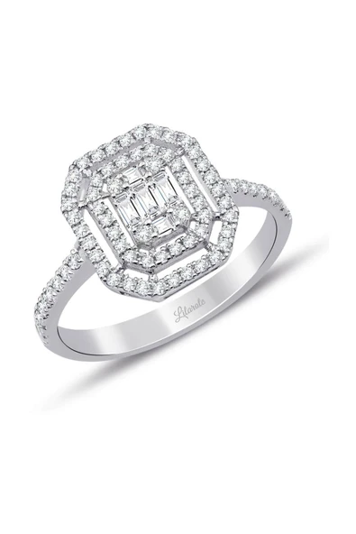 0.60 Ct Çift Sıra Baget Kare Tektaş Yüzük ürün görseli 1