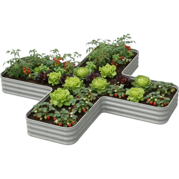 Modüler Yükseltilmiş Bahçe Sebze Yatağı No:18 (300X300) Gri ürün görseli 1