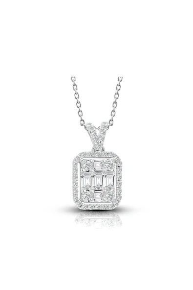 Modern Tasarım 0.50 Ct Baget Kare Tektaş Kolye ürün görseli 1