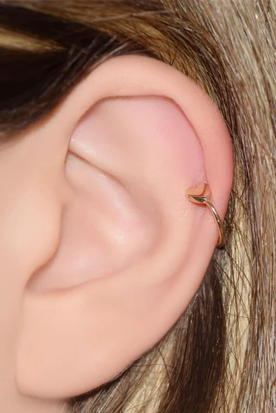 Tragus Kalpli Altın Kıkırdak Küpe - Resim 2