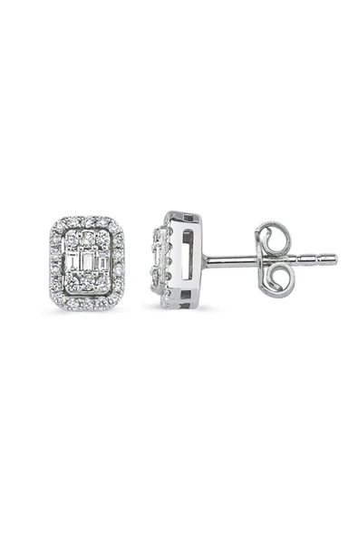 Modern Tasarım 0.35 Ct Baget Kare Tektaş Küpe ürün görseli 1