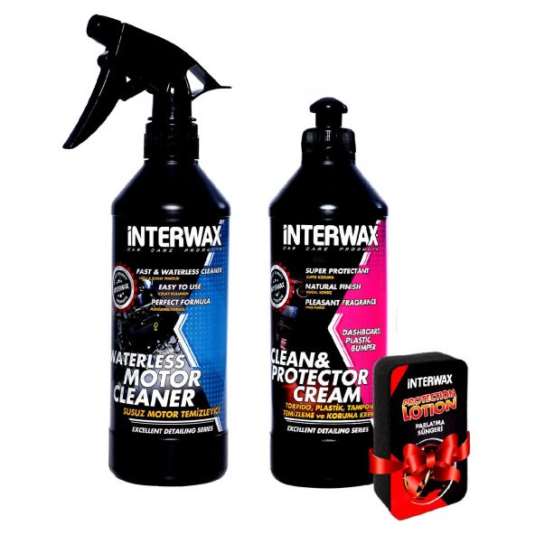 INTERWAX 2li SET TORPİDO PARLATICI KREM ve SUSUZ MOTOR TEMİZLEYİCİ 500 ML ürün görseli 1