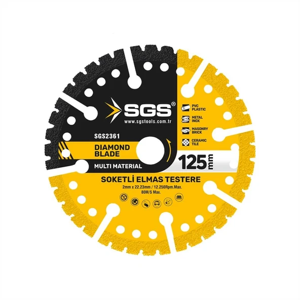 SGS ÇOK AMAÇLI MULTI-MATERIAL ELMAS KESME DİSKİ 125 MM SGS2361 ürün görseli 1