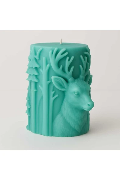 Yılbaşı Geyik Motifli Kabartmalı Soya Wax Mum ürün görseli 1
