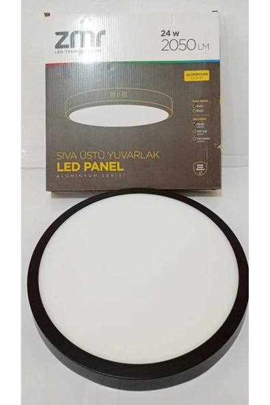 ZMR Sıva Üstü Yuvarlak Led Panel 24w Siyah Kasa  Günışığı ürün görseli 1