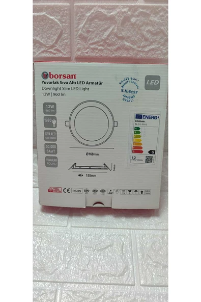 Borsan ekim aydınlatma 12 W yuvarlak sıva altı slim led armatür BEYAZ ürün görseli 1