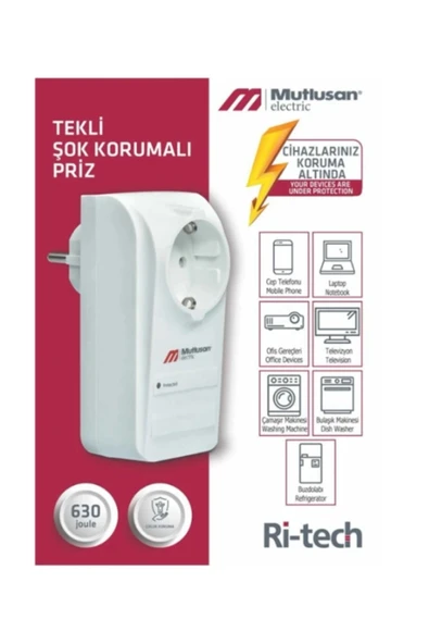 Mutlusan Tekli Şok Korumalı Priz – Dayanıklı ve Güvenli Elektrik Prizi, Ev & Ofis Kullanımı ürün görseli 1