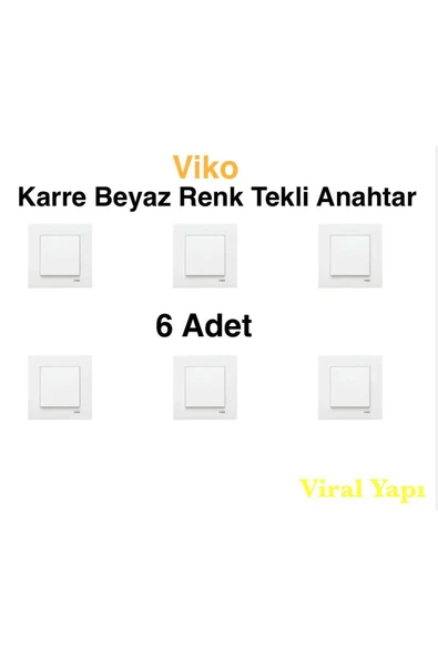 VİKO Viko Karre(6 ADET) Beyaz Anahtar (6 ADET) ürün görseli 1