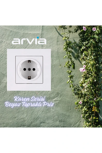 arvia ARVİA KAREN Topraklı Priz (Beyaz)- Çerçeve Dahil ürün görseli 1