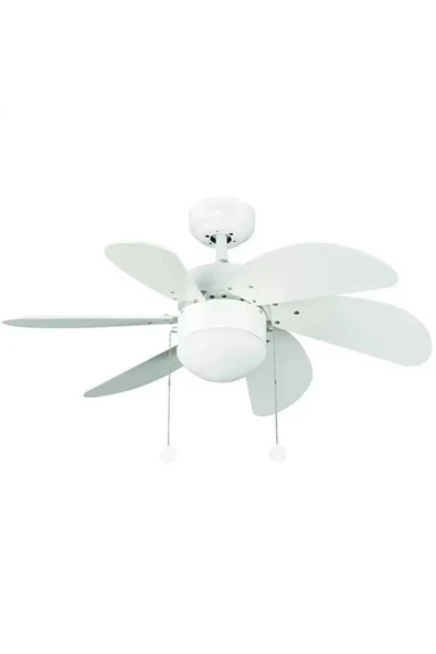 EKM29 Ekim Aydınlatma Kcf281 60w 30 Inç Beyaz Altı Kanatlı Lambalı Ipli Tavan Vantilatörü ürün görseli 1