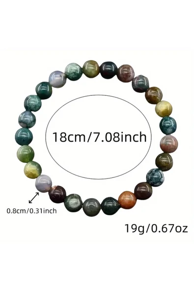 Doğal Taş Akik Boho-Chic Esnek Bileklik - Resim 2