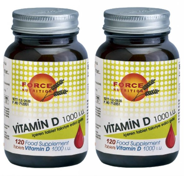 Force Nutrition Vitamin D 1000 IU 120 Tablet 2 kutu ürün görseli 1