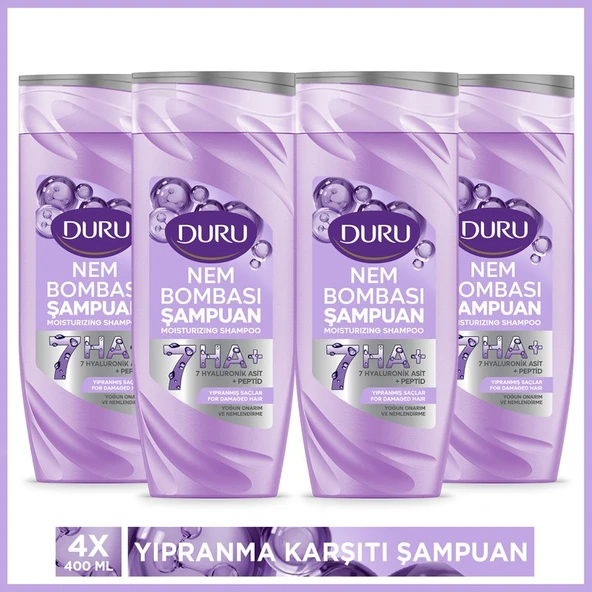 Duru Nem Bombası Yıpranmış Saçlar Için Yoğun Onarıcı ve Nemlendirici Şampuan 4X400 ml ürün görseli 1
