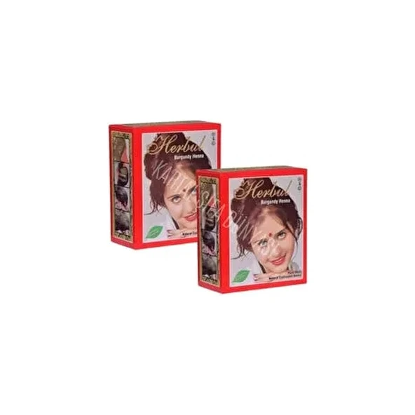 Herbul 12'li Bordo Kızıl Hint Kınası Toz - 2 Paket Geçici Etki ile Kadınlar İçin ürün görseli 1