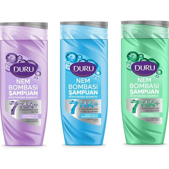 Duru Nem Bombası Şampuan 400 ml Yağlanma-Yıpranmış-Kepeğe Karşı 3 Lü Karma Paket ürün görseli 1