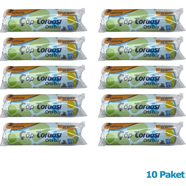 Canhome Mavi Orta Boy 55 x 60 cm 30 Litre Çöp Torbası Poşeti 20 Adetlik 10 Rulo ürün görseli 1