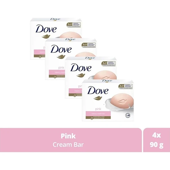 Dove Katı Güzellik Sabunu Pink Nemlendirici Etkili 90 G X4 3'ü 1 Arada Temizleyici ürün görseli 1