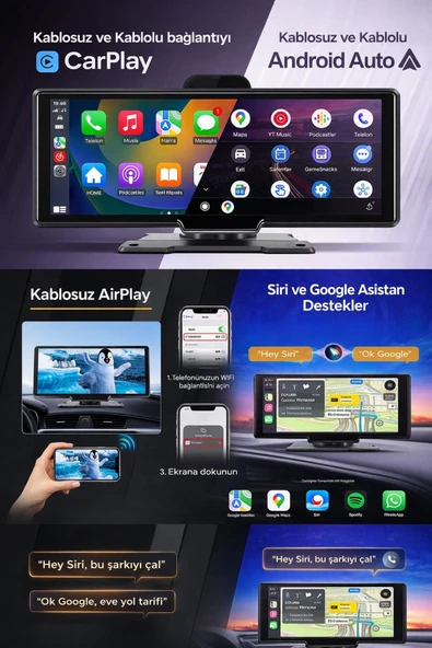 Kablosuz CarPlay & Android Auto Dokunmatik Multimedya Ekranı - Resim 3