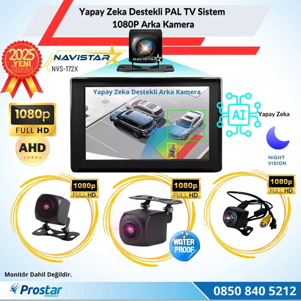 Yapay Zeka Özellikli Arka Görüş Kamerası AHD 1080p Pal Sesli ikazlı DC 12V ürün görseli 1