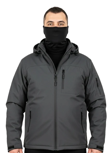 ANTRASİT SOFT SHELL MONT ÇİFT KAT POLARLI ürün görseli 1