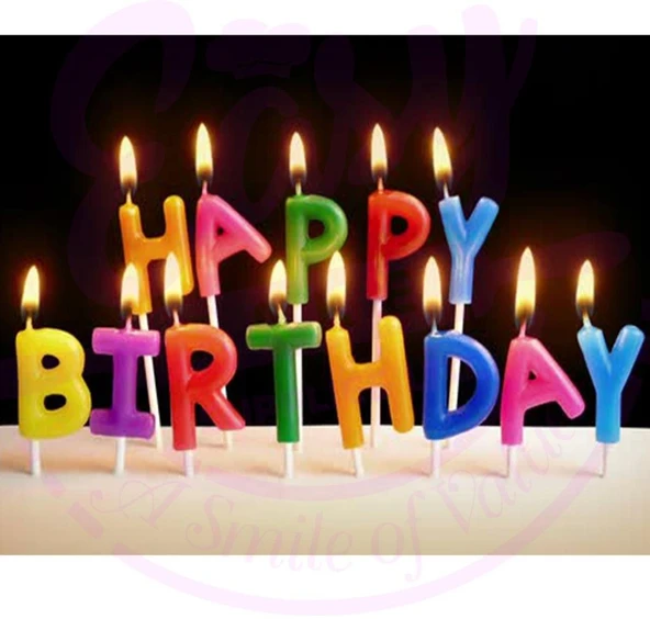 Rengarenk Happy Birthday Yazılabilen Doğum Günü Mumu ürün görseli 1