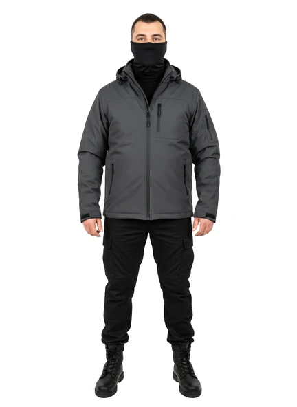 ANTRASİT SOFT SHELL MONT ÇİFT KAT POLARLI - Resim 2