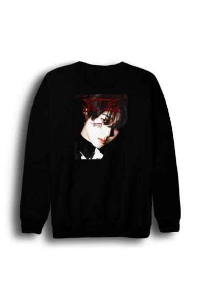 fame-stoned Stray Kids - Seo Chang-bin Baskılı Unisex %100 Pamuk Bisiklet Yaka Sweatshirt ürün görseli 1