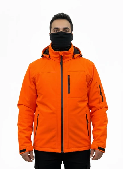 TURUNCU SOFT SHELL MONT ÇİFT KAT POLARLI ürün görseli 1