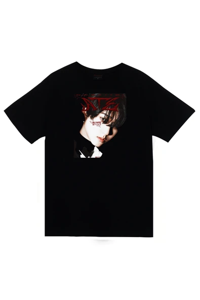 fame-stoned Stray Kids - Seo Chang-bin Baskılı Unisex %100 Pamuk Siyah T-shirt ürün görseli 1