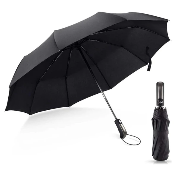 Tam Otomatik 10 Telli Siyah şemsiye ürün görseli 1