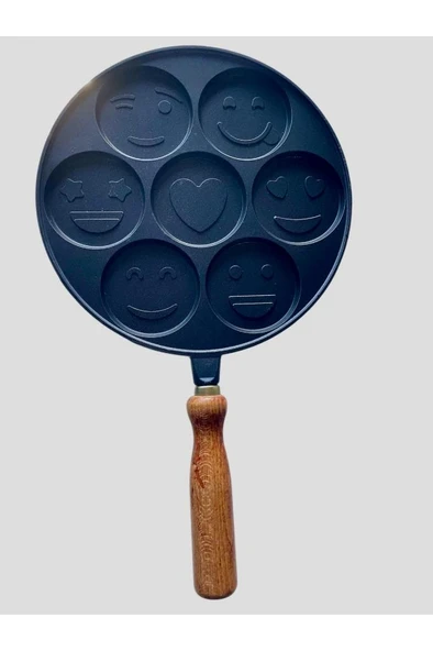 Babi Home Granit Pankek Tava Gülenyüz Emojili Krep Tava 26 Cm Siyah Sökülebilir Kulplu ürün görseli 1