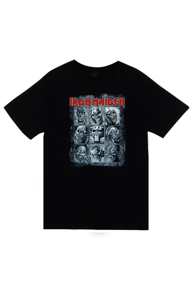fame-stoned Iron Maiden - Metal - Müzik Grubu Baskılı Unisex %100 Pamuk Siyah T-shirt ürün görseli 1