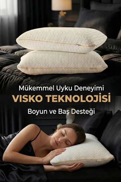 Premium Ortopedik Visco Yastık (40x60x15) %100 Pamuk Kılıflı Boyun Destekli Akıllı Visko ürün görseli 1