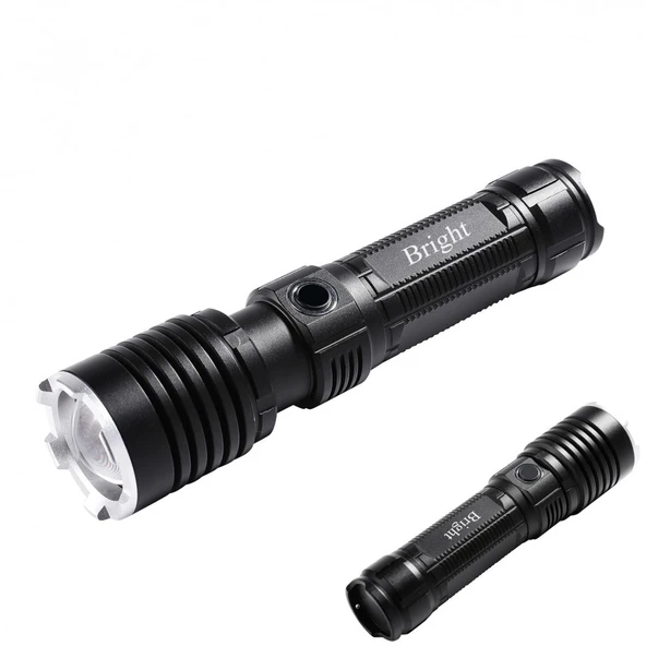 GHT-5761 XP90 LED 3 Mod Zoomlu Yağmur Suyu Geçirmez Şarjlı El Feneri ürün görseli 1