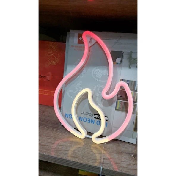 Duvara Asmalı Neon Alev 30 × 23 Cm - Resim 2