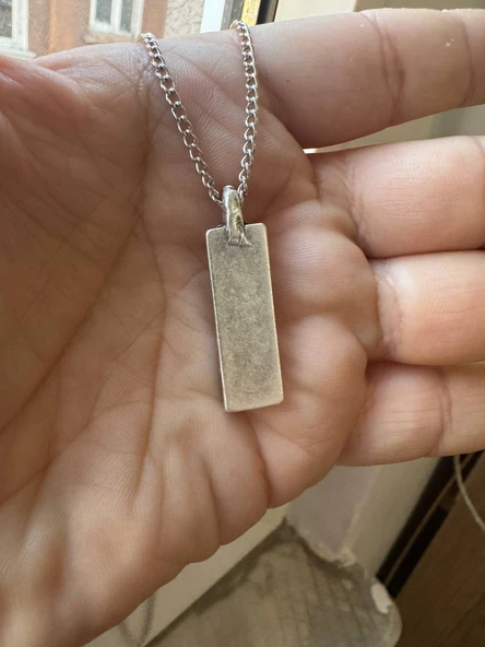 Metal Dikdörtgen Künye Model Erkek Kolye - Resim 3