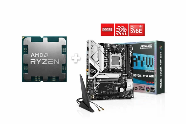 ASUS B650M-AYW WIFI AM5 ANAKART + Amd Ryzen 5 9600X AM5 ANAKART+İŞLEMCİ BUNDLE ürün görseli 1