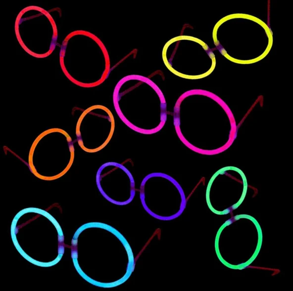 Glow Stick Parti Gözlüğü Glow Partisi Yuvarlak Şekilli Fosforlu Gözlük 6 Adet ürün görseli 1